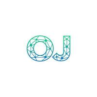 Abstract letter OJ logo design with line dot connection for technology and digital business company. vector