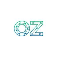 Abstract letter OZ logo design with line dot connection for technology and digital business company. vector