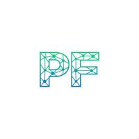 Abstract letter PF logo design with line dot connection for technology and digital business company. vector