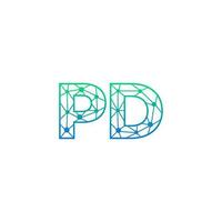 Abstract letter PD logo design with line dot connection for technology and digital business company. vector