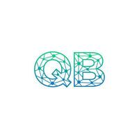 Abstract letter QB logo design with line dot connection for technology and digital business company. vector