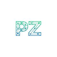 Abstract letter PZ logo design with line dot connection for technology and digital business company. vector