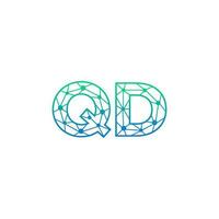 Abstract letter QD logo design with line dot connection for technology and digital business company. vector