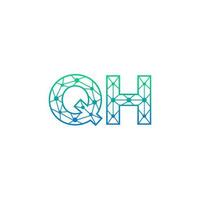 Abstract letter QH logo design with line dot connection for technology and digital business company. vector