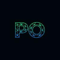 Abstract letter PO logo design with line dot connection for technology and digital business company. vector