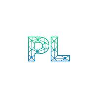 Abstract letter PL logo design with line dot connection for technology and digital business company. vector