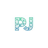 Abstract letter PJ  logo design with line dot connection for technology and digital business company. vector