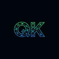 Abstract letter QK logo design with line dot connection for technology and digital business company. vector