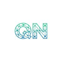 Abstract letter QN logo design with line dot connection for technology and digital business company. vector