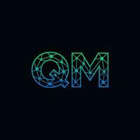 Abstract letter QM logo design with line dot connection for technology and digital business company. vector