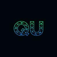 Abstract letter QU  logo design with line dot connection for technology and digital business company. vector