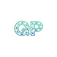 Abstract letter QP logo design with line dot connection for technology and digital business company. vector