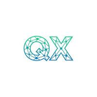 Abstract letter QX logo design with line dot connection for technology and digital business company. vector