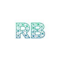 Abstract letter RB logo design with line dot connection for technology and digital business company. vector