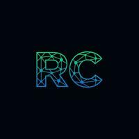 Abstract letter RC logo design with line dot connection for technology and digital business company. vector