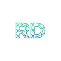 Abstract letter RD logo design with line dot connection for technology and digital business company. vector