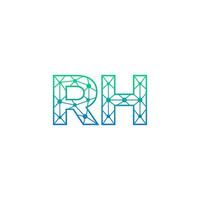 Abstract letter RH logo design with line dot connection for technology and digital business company. vector