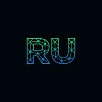 Abstract letter RU logo design with line dot connection for technology and digital business company. vector