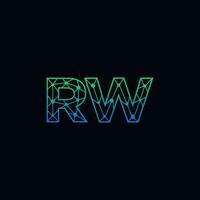 Abstract letter RW logo design with line dot connection for technology and digital business company. vector