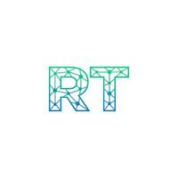 resumen letra rt logo diseño con línea punto conexión para tecnología y digital negocio compañía. vector