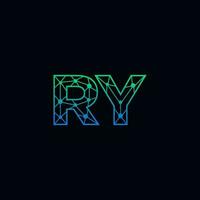 Abstract letter RY logo design with line dot connection for technology and digital business company. vector