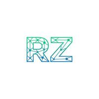 resumen letra rz logo diseño con línea punto conexión para tecnología y digital negocio compañía. vector