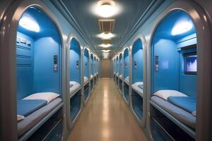 capsule hotel interior. photo