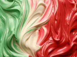 Green, neutral brown and red colored milky velvet cream texture background. photo