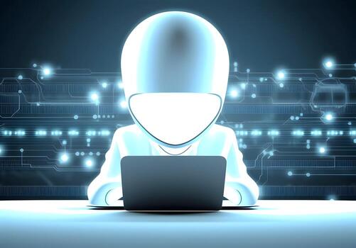 Anonymous cute hacker. Concept of hacking cybersecurity, cybercrime, cyberattack, etc. photo