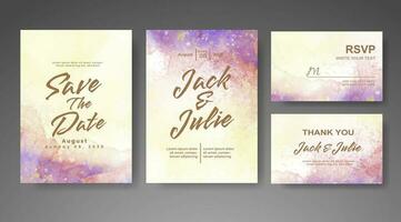 Wedding invitation with abstract watercolor background vector