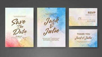 Wedding invitation with abstract watercolor background vector