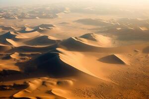 Aerial view sand dunes in desert, photo