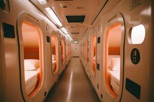 capsule hotel interior. photo