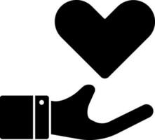 Heart Care Icon In Black and White. vector