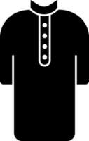 kurta icono en negro y blanco. vector