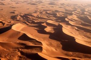 Aerial view sand dunes in desert, photo