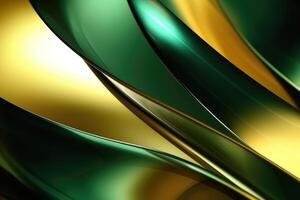 Abstract painting with epoxy resin, greens and gold, photo
