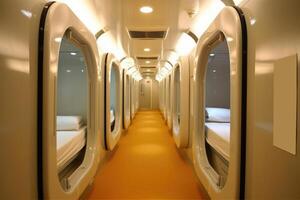 capsule hotel interior. photo