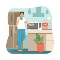 Man having a breakfast at home vector