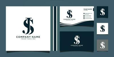 Alphabet letters initials monogram logo js or sj j and s and business card premium vector