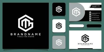 inicial letra gm hexágono minimalista moderno logo con negocio tarjeta diseño prima vector