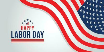 Labor Day greeting card with brush stroke background in United States national flag. Vector Illustration