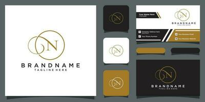 Initial letter N luxury Logo design Vector with business card design Premium Vector