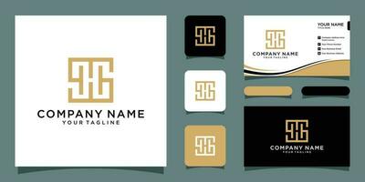 Alphabet letters Initials Monogram logo SH, HS with business card template premium vector