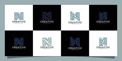 Set bundle of monogram logo design technology initial letter n Premium Vector