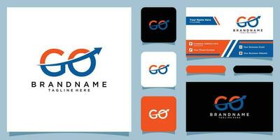 GO logo with arrow with business card design Premium Vector