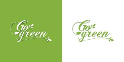 Modern Go Green Environment Label Logo Illustration. Premium Vector