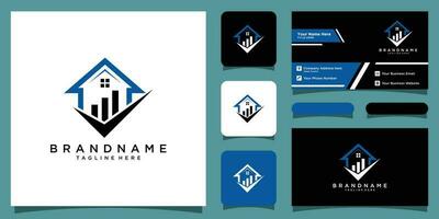 Real estate building logo modern and simple design with business card design Premium Vector