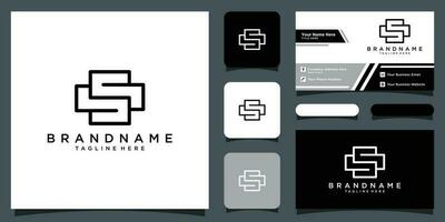 Initial letter SS or S minimalist art monogram shape logo with business card design Premium Vector