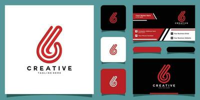 Number 6 Logo design vector template with business card design Premium Vector